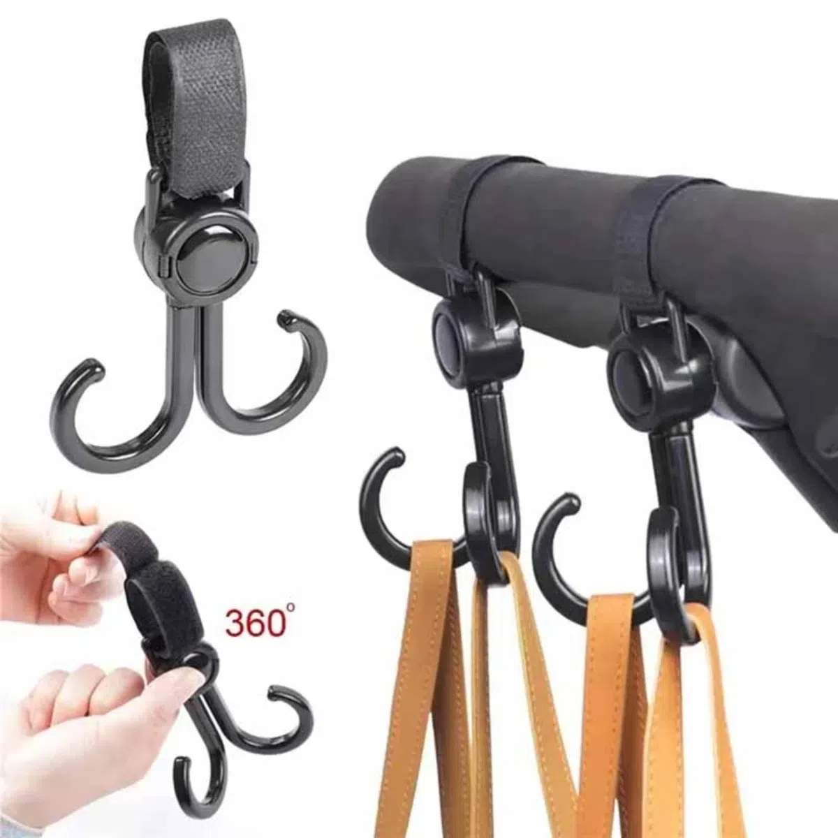 Travel Accessories For 2 Year Old - Rotatable Double Hooks รถเข็นเด็กทารกอุปกรณ์เสริมช้อปปิ้ง Prop มัลติฟังก์ชั่แบบพกพาตะขอพลาสติก