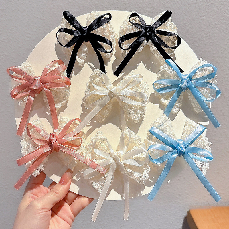 Travel Accessories Designer - 2 ชิ้น Elegant Lace Bow Hairpins