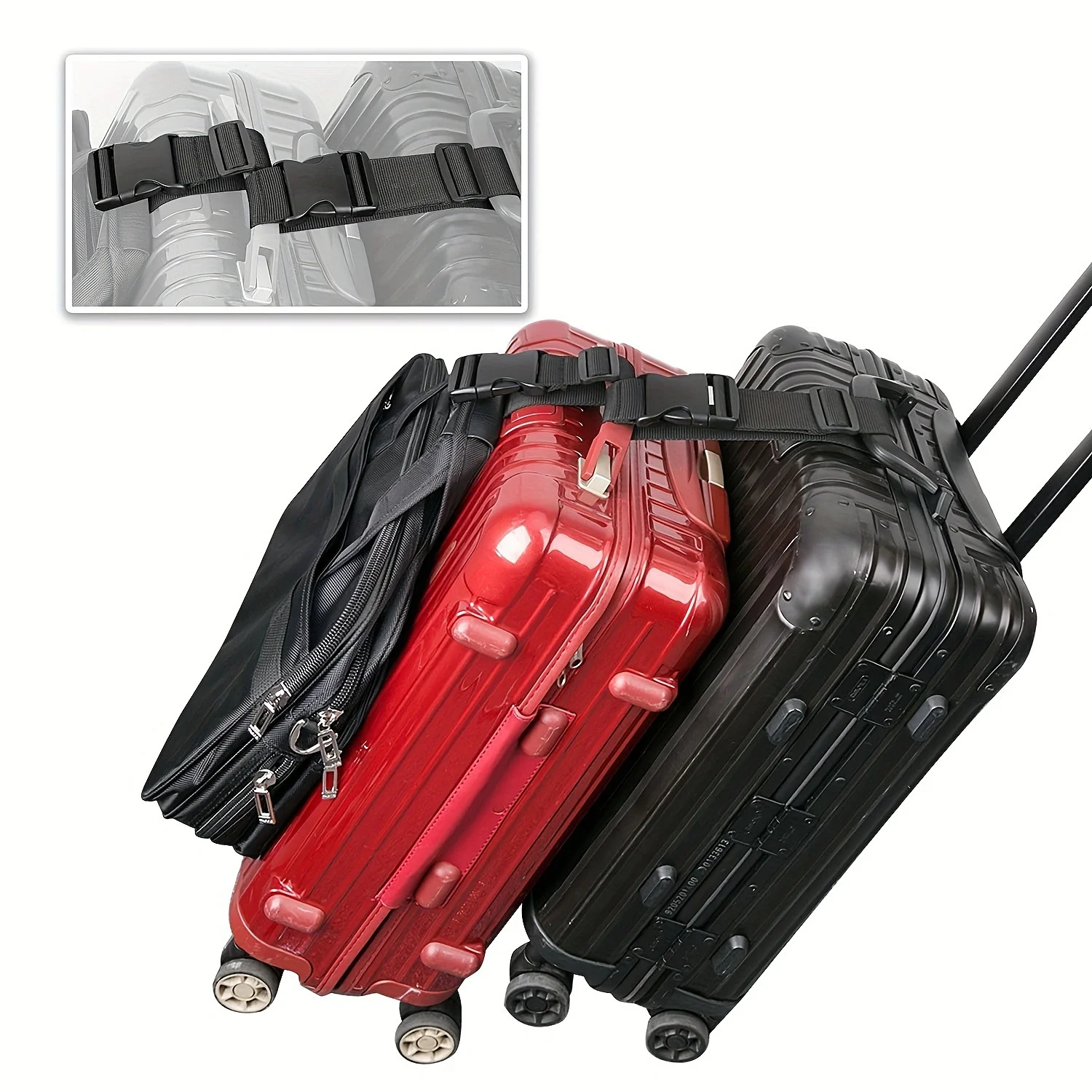 Quality Travel Accessories - สายรัดกระเป๋าเดินทางแบบปรับได้ 1 ชิ้น, สายรัดกระเป๋าเดินทางแบบมีหัวเข็มขัด, อุปกรณ์เสริมสำหรับการเดินทาง, กระเป๋าเดินทางแบบเปลี่ยนได้คุณภาพสูง