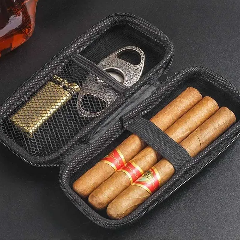 Travel Accessories To Gift - กระเป๋าใส่ซิการ์แบบพกพา EVA น้ำหนักเบา กระเป๋าเก็บของสำหรับเดินทาง สำหรับใส่ซิการ์ ไฟแช็ก