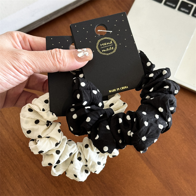 Travel Accessories To Gift - 11 ซม./14 ซม.Dot ผ้า Scrunchies ผู้หญิงผมยางยืดอุปกรณ์เสริมผมแหวนเชือก
