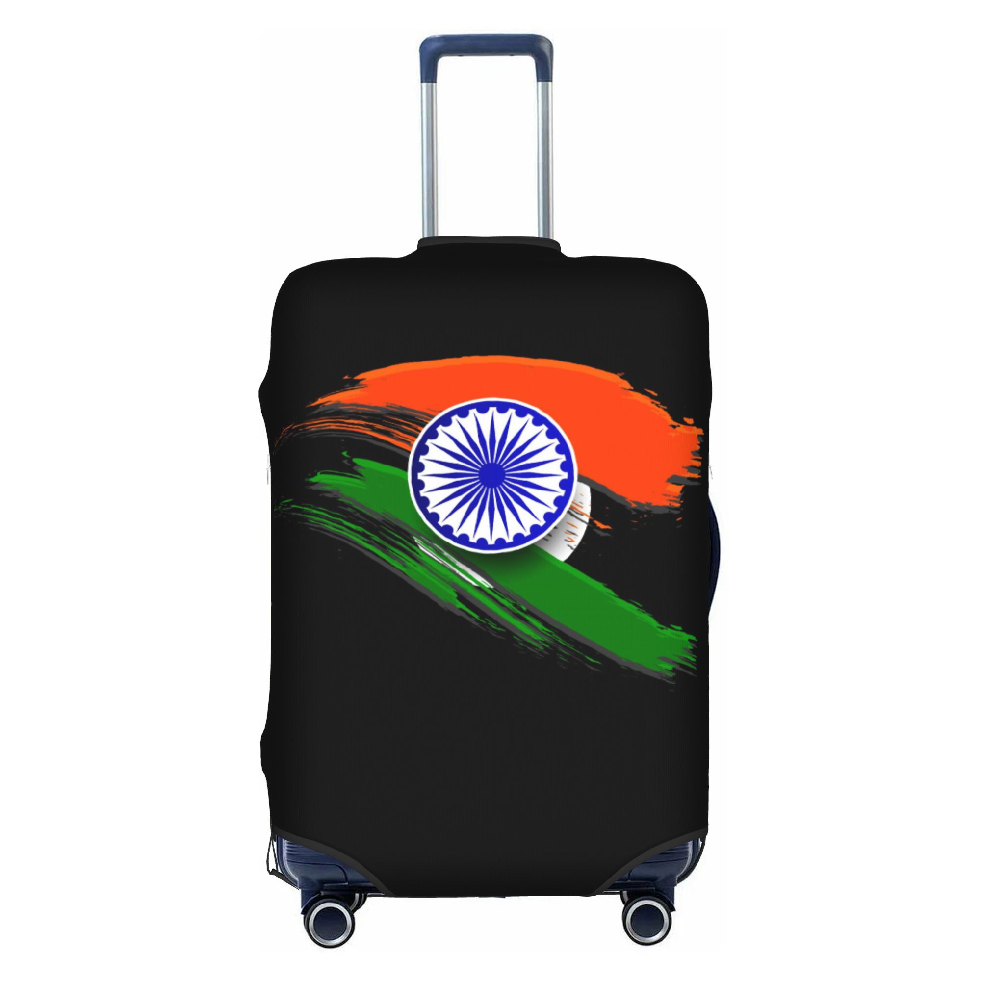 Travel Accessories India - ฝาครอบกระเป๋าเดินทางลายธงชาติอินเดีย ผ้าคลุมกระเป๋าเดินทางลายรักชาติอินเดียแบบยืดหยุ่น สำหรับขนาด 18-32 นิ้ว