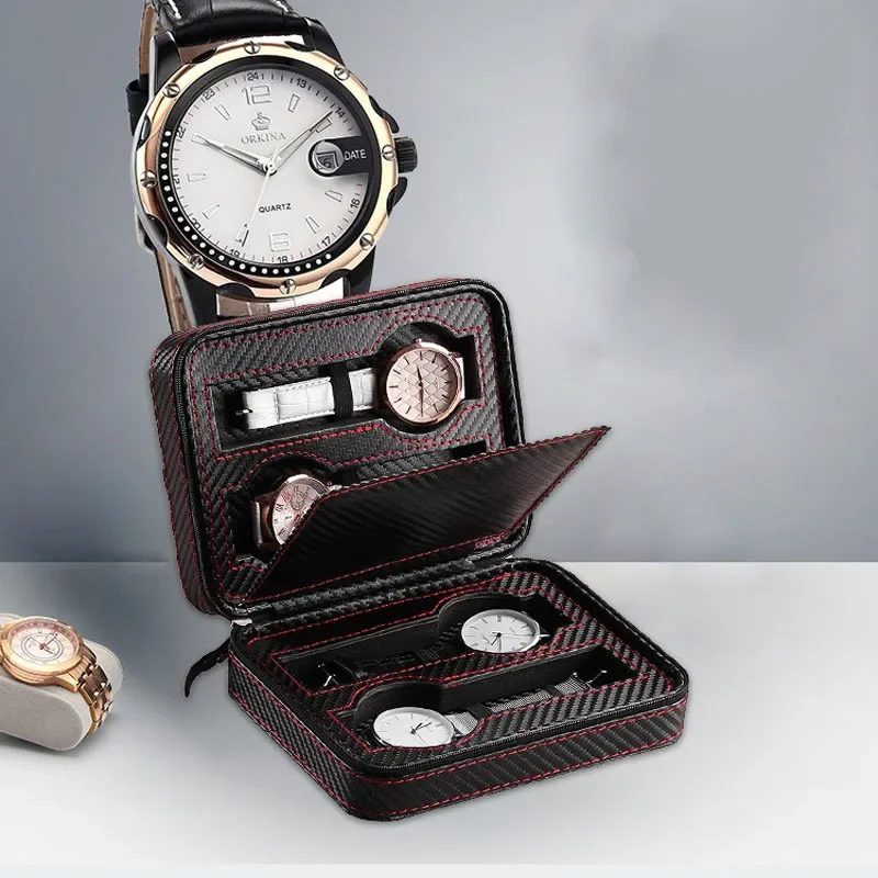 Accessories Travel Jewelry Box - 4-Slot แบบพกพานาฬิกากล่องเก็บกระเป๋าเดินทางสําหรับเครื่องประดับอุปกรณ์เสริม