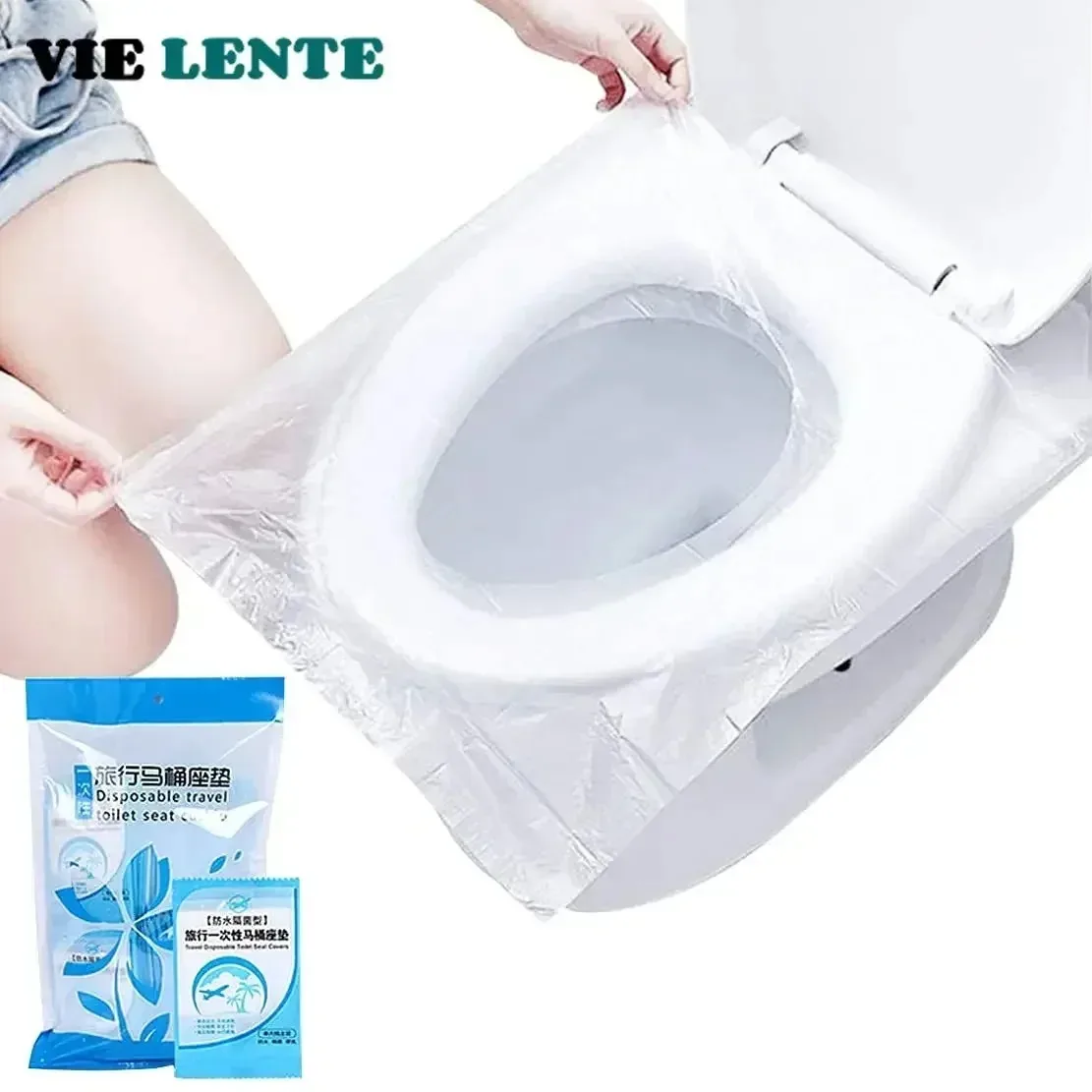 Travel Accessories Deals - 10/50PCS ย่อยสลายได้ทิ้งพลาสติกฝาครอบที่นั่งชักโครกแบบพกพาความปลอดภัยห้องน้ําห้องน้ํากระดาษ Pad อุปกรณ์ห้องน้ํา