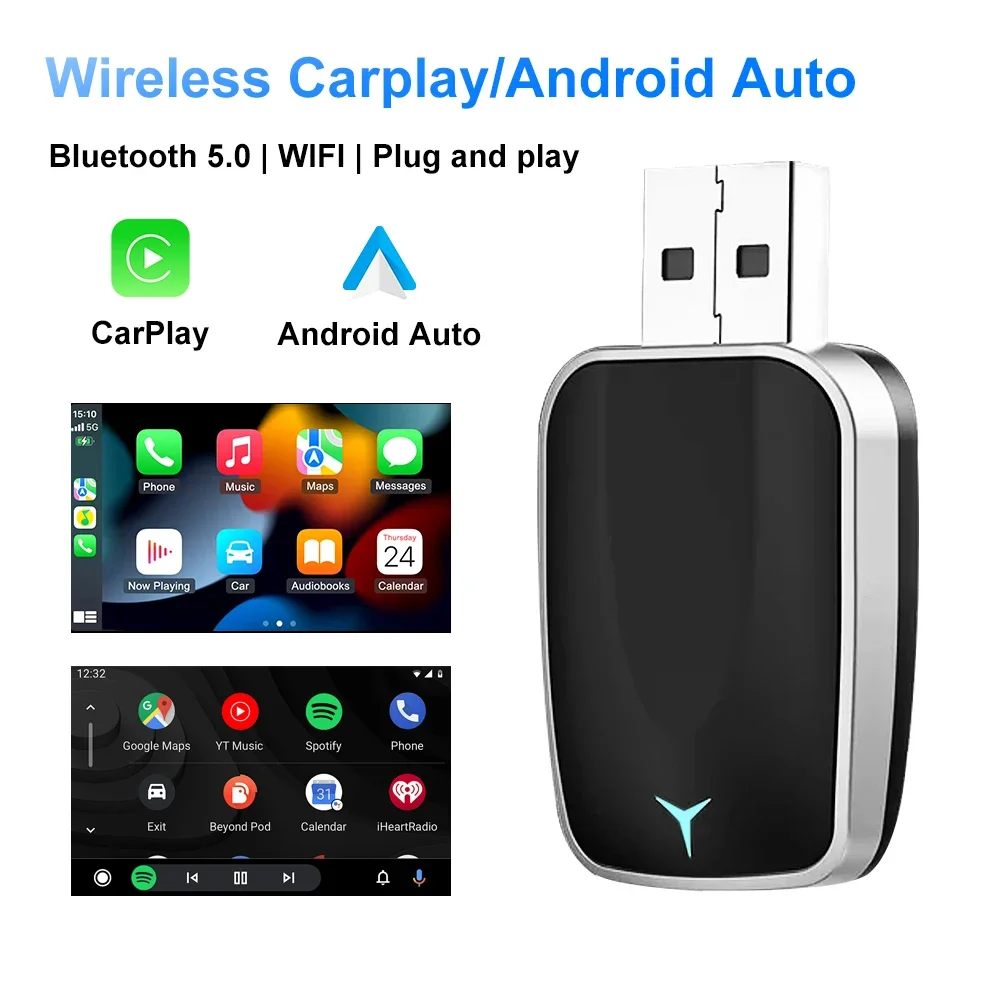 Travel Adapter Universal - 2025 แบบมีสายไร้สาย CarPlay Android Auto อะแดปเตอร์ไร้สาย