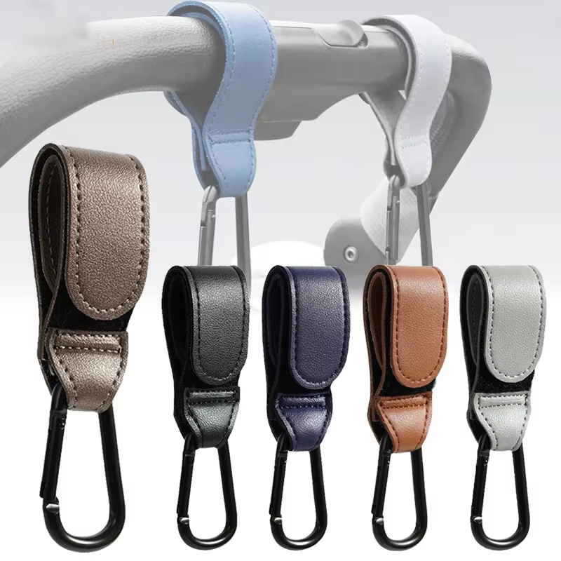 Travel Accessories For 2 Year Old - ตะขอเกี่ยวรถเข็นเด็กแบบหนัง 2 ชิ้น ตะขอเกี่ยวรถเข็นเด็ก PU ปรับได้