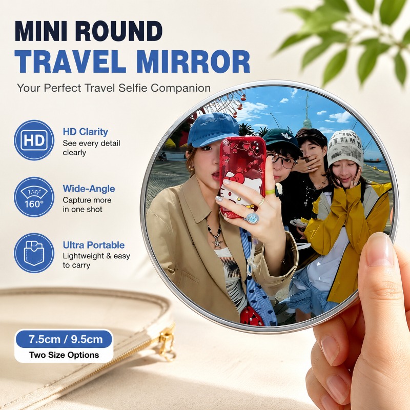 Travel Accessories Deals - กระจกนูนทรงกลมแบบพกพา มุมมองกว้าง อุปกรณ์เสริมสำหรับถ่ายภาพ ทำมือ DIY อุปกรณ์เสริมสำหรับถ่ายภาพการเดินทาง