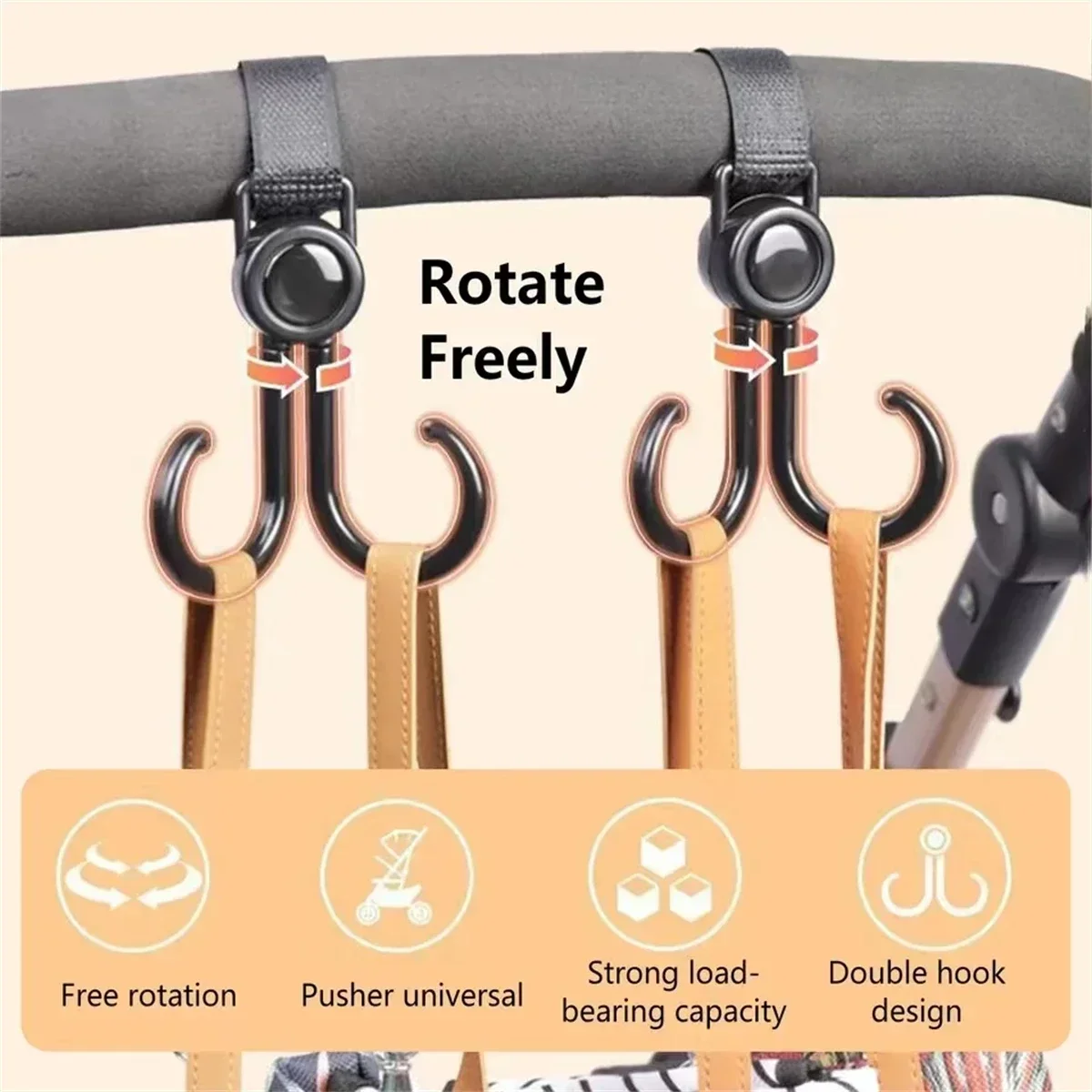 Rotatable Double Hooks รถเข็นเ - Travel Accessories For 2 Year Old บทวิจารณ์และราคา