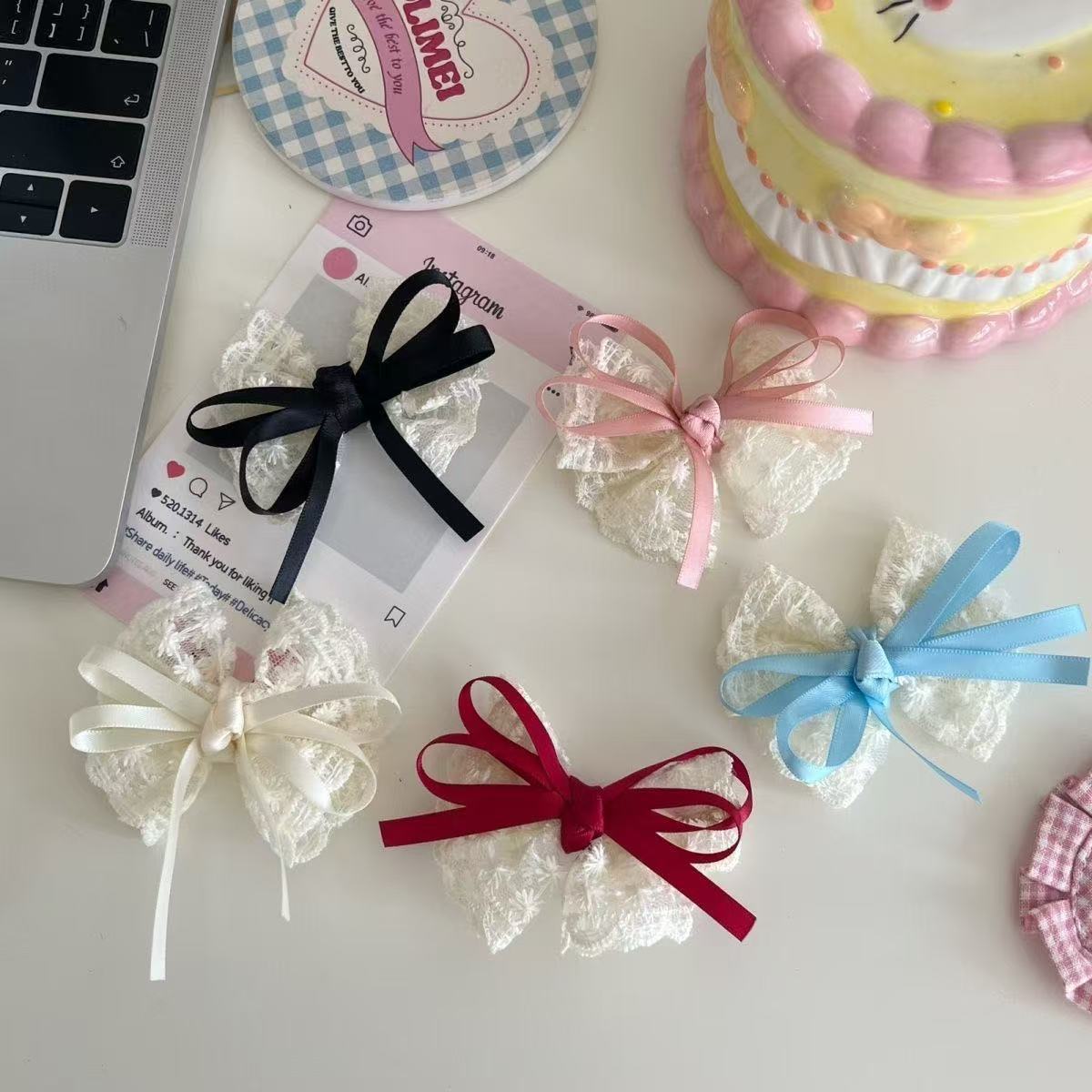 2 ชิ้น Elegant Lace Bow Hairpi - Travel Accessories Designer บทวิจารณ์และราคา