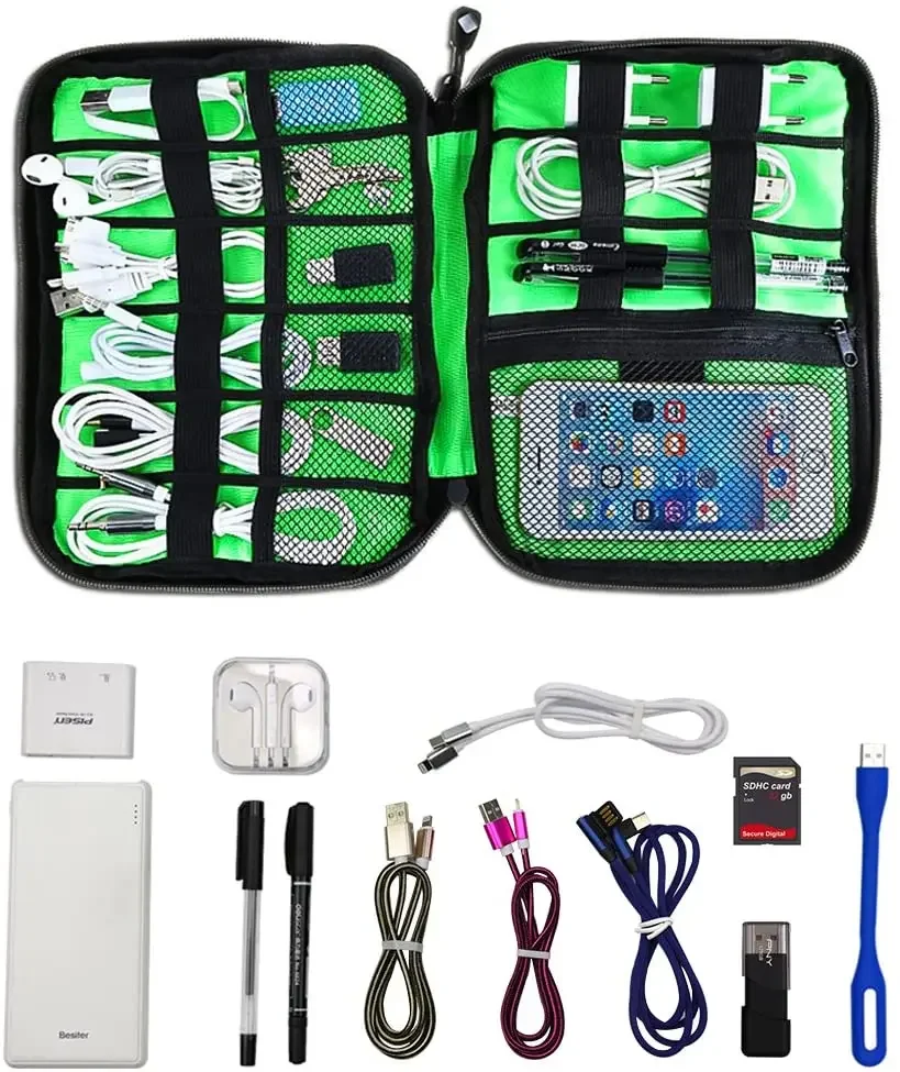 ชุดอุปกรณ์จัดเก็บสายเคเบิล กระ - Travel Accessories Organizer Case บทวิจารณ์และราคา